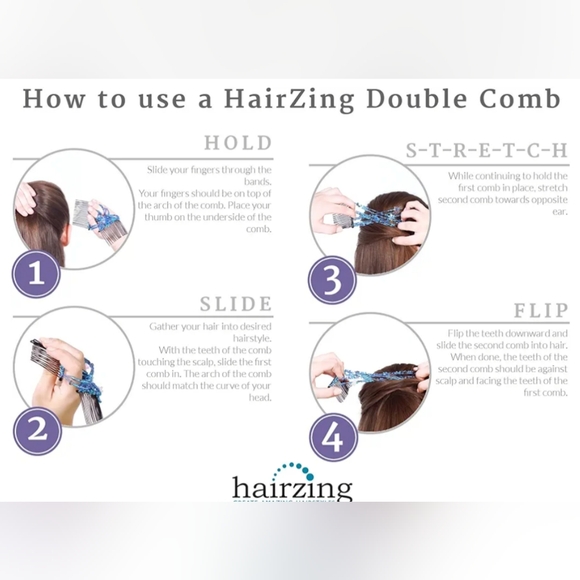 Stretch Combs Double Cross Beaded Hair Clip for Thick Curly Hair - Med - Picture 4 of 11